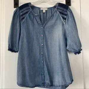 Vintage America Denim Shirt Top Smock Detail S/M